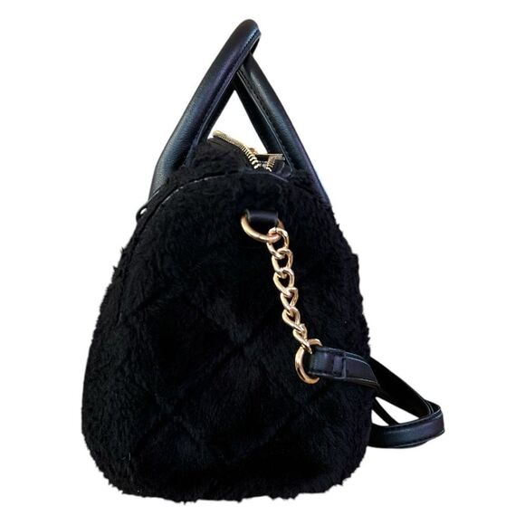 Juicy Couture Black Let’s Get Cozy Fluffy Satchel/ Crossbody In Liquorice - Picture 5 of 7